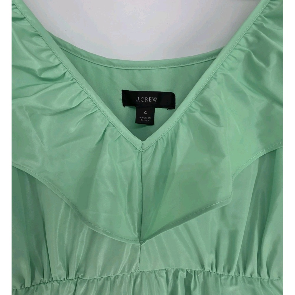 J.Crew Midi Dress Womens 4 Ruffled Shoulder Drapey Pockets Green Lined‎ Party - Picture 7 of 9